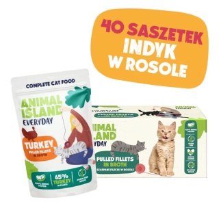 Animal Island 40x85g saszetki - Indyk fileciki w rosole