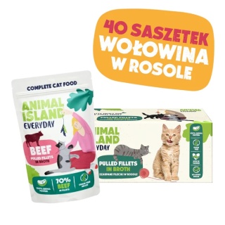 Animal Island 40x85g saszetki - Wołowina fileciki w rosole