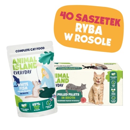 Animal Island 40x85g saszetki - Biała Ryba fileciki w rosole