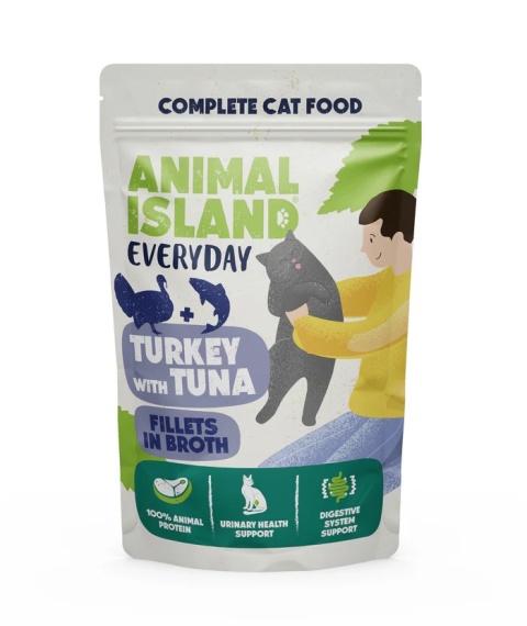 Animal Island Saszetki Indyk i tuńczyk oraz Cielęcina i Królik 4x85g