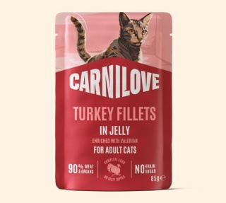 Carnilove Cat Jelly indyk z walerianą - filety w galaretce saszetka 85g