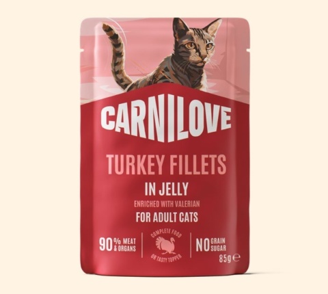 Carnilove Cat Jelly indyk z walerianą - filety w galaretce saszetka 85g