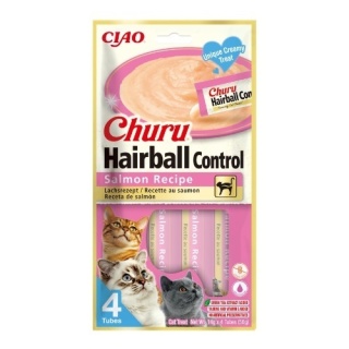 Inaba Cat Churu Hairball Salmon -przysmaki odkłaczające łosoś - 4x14g (56g)