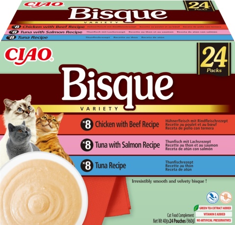 Inaba Ciao Bisque Box Mix smaków 24 sztuki- zupka potrawka w sosie dla kota 960g