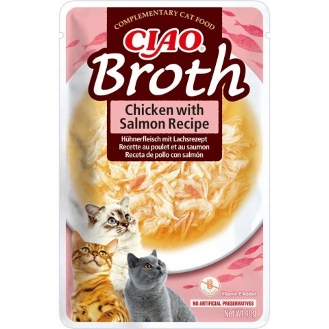 Inaba Ciao Broth Box Kurczak. Łososć, Tuńczyk i przegrzebki 10 sztuki - zupki 400 g
