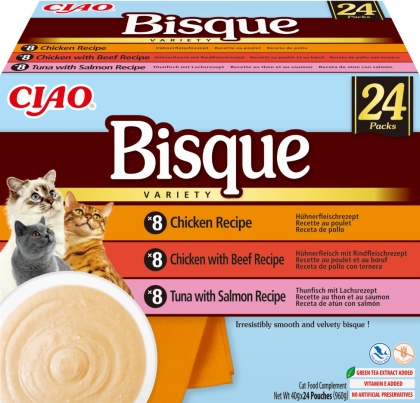 Inaba Ciao Bisque Box Mix smaków 24 sztuki- zupka potrawka w sosie dla kota 960g