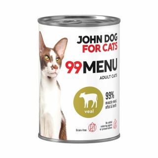 Karma mokra 99 MENU John Dog for Cats Cielęcina 400g