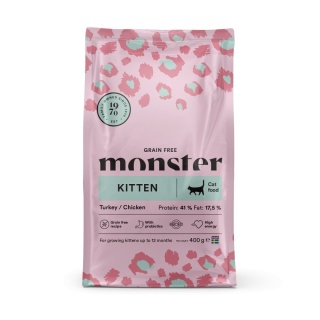 Monster Cat Grain Free Kitten 400g- Bezzbożowa karma dla kociąt z kurczakiem i indykiem