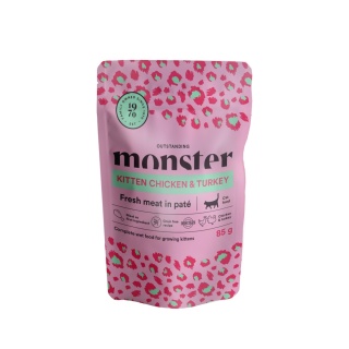Monster Cat kurczak z indykiem dla kociąt, karma premium saszetka 85g