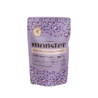 Monster Cat kurczak z indykiem dla kotów seniorów, karma premium saszetka 85g
