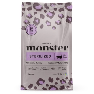 Monster Cat Original Sterilized 400g - Bezzbożowa karma dla dorosłych kotów po sterylizacji z indykiem i kurczakiem