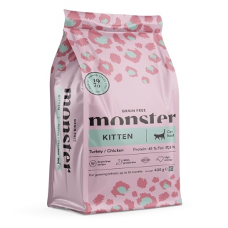 Monster Cat Grain Free Kitten 400g- Bezzbożowa karma dla kociąt z kurczakiem i indykiem
