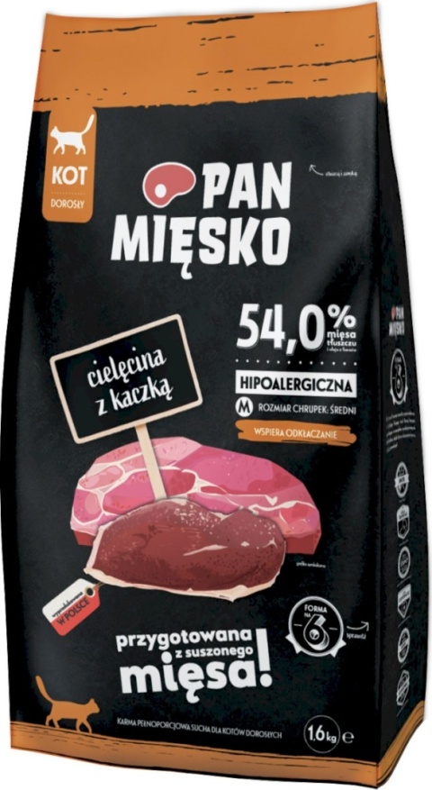 Pan Mięsko Cielęcina z kaczką M - karma sucha dla kota 1,6 kg