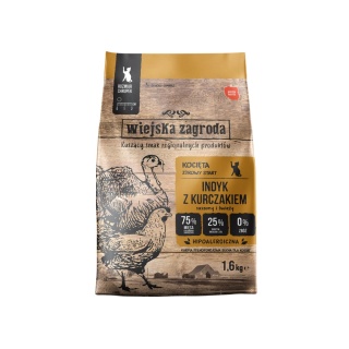 Wiejska Zagroda Indyk z kurczakiem - karma sucha dla kota 1,6 kg