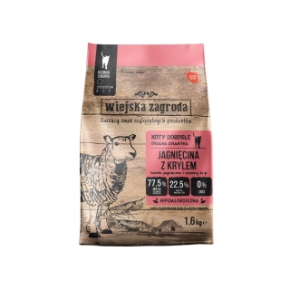 Wiejska Zagroda Jagnięcina z krylem - Duża karma sucha dla kota 1,6kg