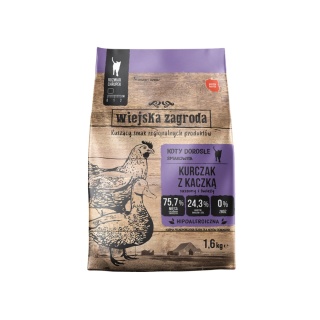 Wiejska Zagroda Kurczak z kaczką - karma sucha dla kota 1,6kg