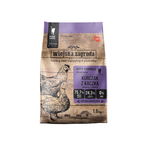 Wiejska Zagroda Kurczak z kaczką - karma sucha dla kota 1,6kg