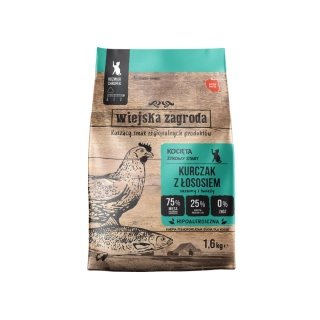 Wiejska Zagroda Kurczak z łososiem - karma sucha dla kota 1,6kg