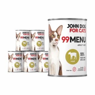Zestaw Karma mokra 99 MENU John Dog for Cats 6x400g Cielęcina