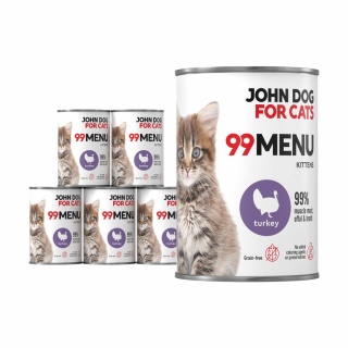 Zestaw Karma mokra MENU dla kociąt 99 John Dog for Cats 6x400g Indyk