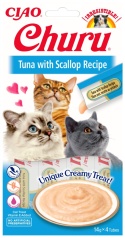 INABA CHURU Kremowe przysmaki dla kotów tuńczyk z przegrzebkami 4x14g