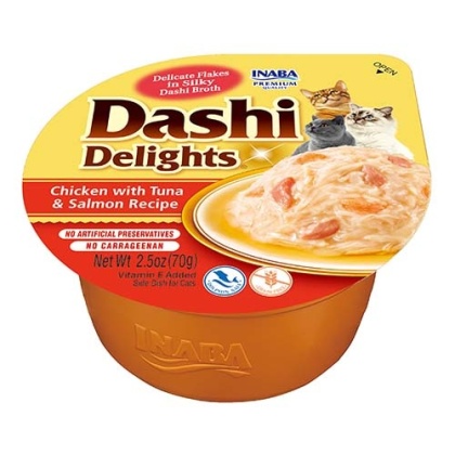 INABA Dashi Delights mus z kurczaka tuńczyka i łososia 70g - mokra karma dla kota