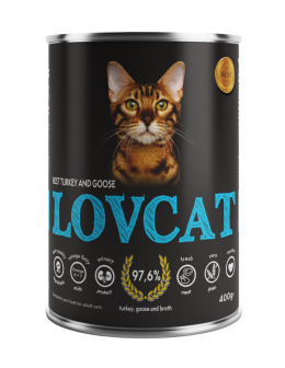 Lovcat Kompletna karma dla kota indyk z gęsią, 400g