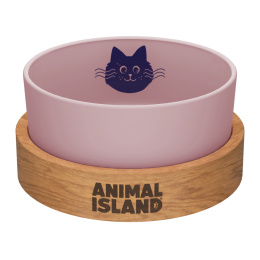 Szklana miska dla Kota z podstawką Cashmere Pink, średnica 18cm, Animal Island