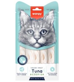 Wanpy Kremowy przysmak z tuńczyka i dorsza dla kotów 70g