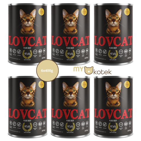 Lovcat Zestaw Monoprotinowy Wołowina, puszki 6x400g