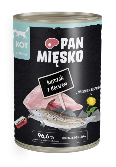 Pan Mięsko Karma moka dla kota Kurczak z dorszem 400g