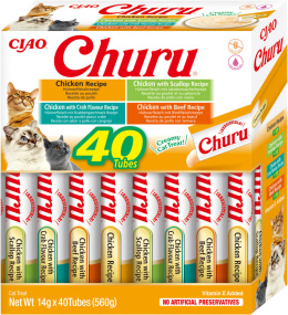 INABA CHURU Mega Box Kremowe przysmaki dla kotów z kurczakiem 40x14g (560g)