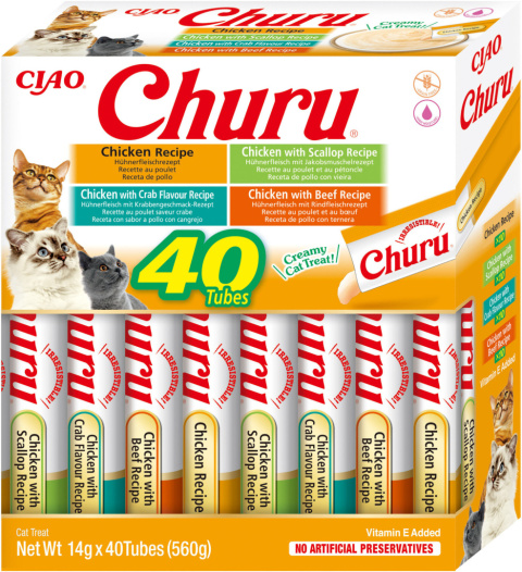 INABA CHURU Mega Box Kremowe przysmaki dla kotów z kurczakiem 40x14g (560g)