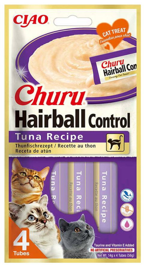 Inaba Cat Churu Hairball Tuna -przysmaki odkłaczające tuńczyk - 4x14g (56g)