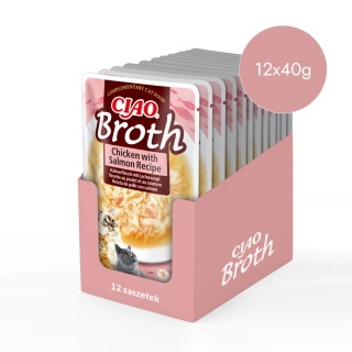 Zestaw Inaba Ciao Broth kurczak z łososiem w rosole - karma uzupełniająca dla kota 12x40g