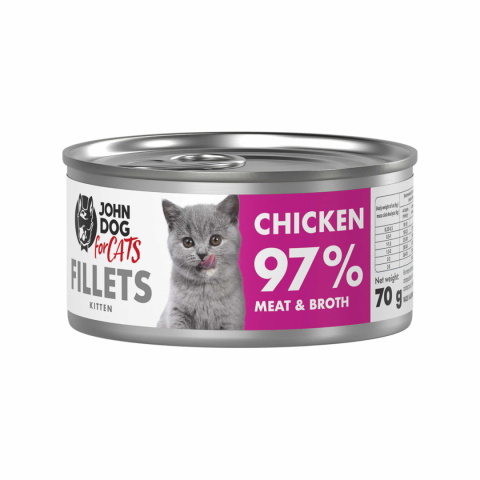 John Dog For Cats Filety Kurczak Dla Kociąt Mokra Pełnoporcjowa 70g