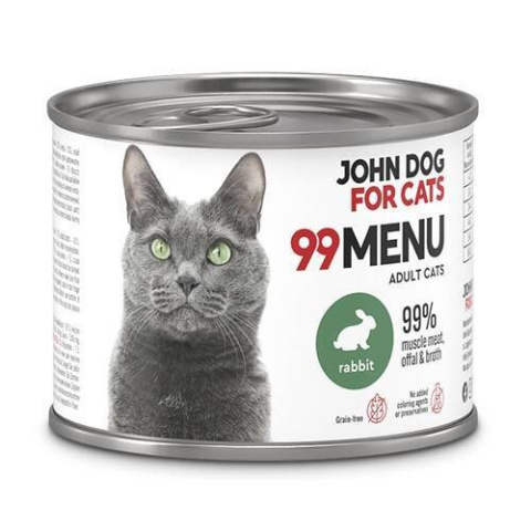 Karma mokra 99 MENU John Dog for Cats królik 200g