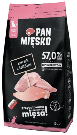 Pan Mięsko Kocięta Kurczak Królik - karma sucha 1,6kg