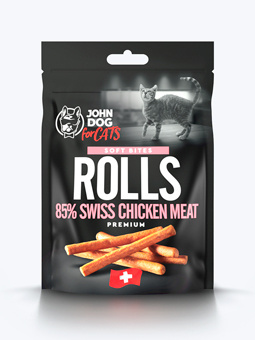 Rurki John Dog for Cats Soft. Kurczak szwajcarski - 85% 50g