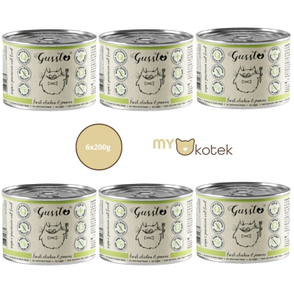 Zestaw GUSSTO Świeży kurczak z krewetkami, karma premium 6x200g