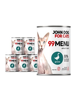 Zestaw Karma mokra 99 MENU John Dog for Cats 6x400g Gęś
