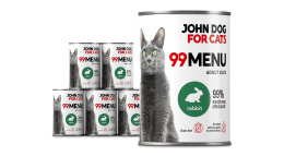 Zestaw Karma mokra 99 MENU John Dog for Cats 6x400g Królik