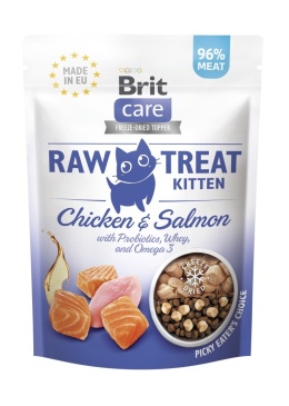 Brit Raw Treat Cat Kitten, liofilizowane przysmaki dla kociąt kurczak i łosoś 40 g
