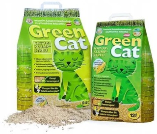 Green Cat Żwirek kukurydziany dla kota 24L - żwirek zbrylający drobnoziarnisty