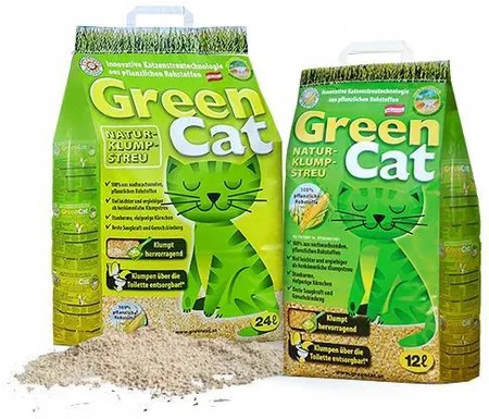 Green Cat Żwirek kukurydziany dla kota 24L - żwirek zbrylający drobnoziarnisty Green Cat Żwirek kukurydziany dla kota 24L - żwirek zbrylający drobnoziarnisty