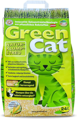 Green Cat Żwirek kukurydziany dla kota 24L - żwirek zbrylający drobnoziarnisty