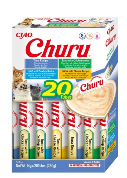INABA CHURU Box Varietes Tuna - Kremowe przysmaki dla kotów z tuńczykiem 20x14g (280g)
