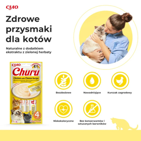 INABA CHURU Kremowe przysmaki dla kotów kurczaka z serem 4x14g INABA CHURU Kremowe przysmaki dla kotów kurczaka z serem 4x14g