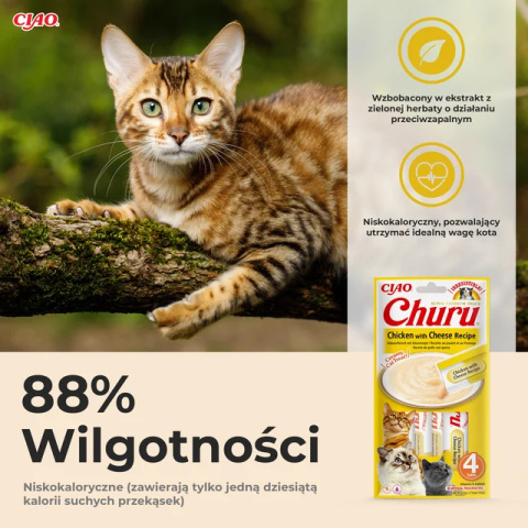 INABA CHURU Kremowe przysmaki dla kotów kurczaka z serem 4x14g INABA CHURU Kremowe przysmaki dla kotów kurczaka z serem 4x14g