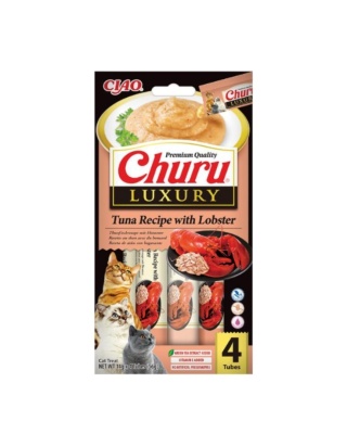INABA CHURU Luxury Kremowe przysmaki dla kotów tuńczyk z homarem 4x14g